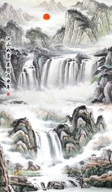 国画瀑布