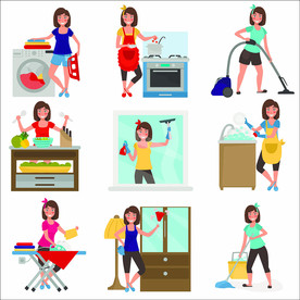 家庭主妇卡通人物插画