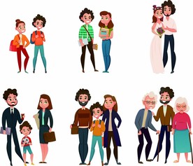 家庭卡通人物插画