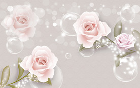 淡雅唯美鲜花3D电视背景墙