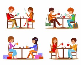 约会卡通人物插画