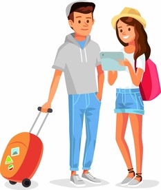 旅行卡通人物插画