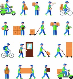 搬家工人卡通人物插画