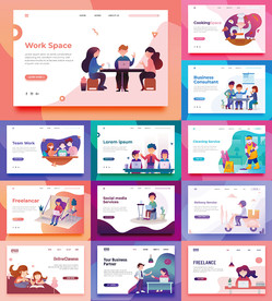 扁平化商务办公场景