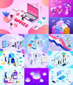 扁平商务插画UI