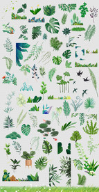 淘宝春季树叶手绘叶子透明素材