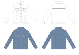 男装牛仔夹克款式图CDR矢量图