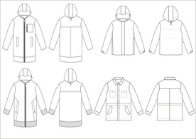 男装夹克风衣款式图模板