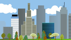 城市楼房建筑动漫矢量绘制源文件