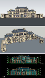 公共会所草图SU模型含CAD图