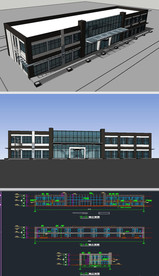 餐厅食堂外建筑草图大师SU模型
