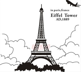 手绘埃菲尔铁塔剪影雕刻CDR