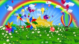 草原风车弹出儿童节背景