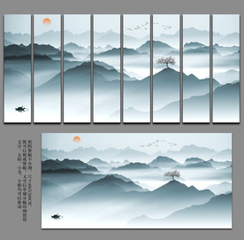 抽象山水画 山水屏风