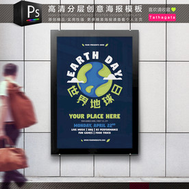 卡通手绘世界地球日海报