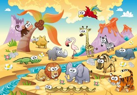 卡通可爱动物世界插画