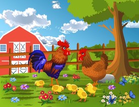 公鸡村庄插画插图