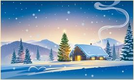 雪景农村插画插图