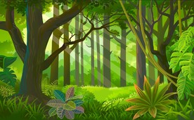 树林森立插画插图