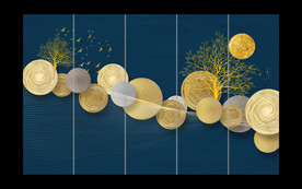 中式抽象圆盘艺术电视背景墙