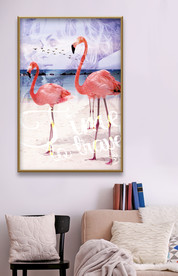 欧美美女复古火烈鸟客厅装饰画