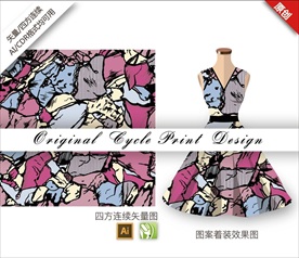 矢量手绘石头抽象几何印花