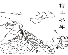 梅山水库线稿