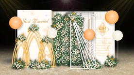 香槟色森系婚礼迎宾区