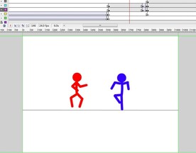 蓝色和红色火柴人打架10秒动画