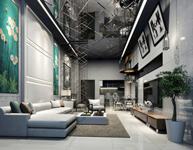 现代风格别墅客餐厅