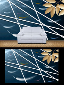 北欧现代简约蓝色拼接羽毛电视背