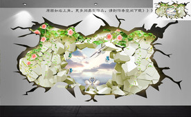 大型立体墙画 现代唯美3D壁画