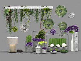 新中式莲花荷叶花瓶墙饰绿植吊篮