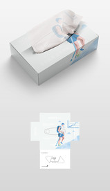 手绘健身运动抽纸盒包装展开图