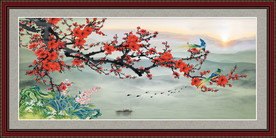 原创梅花喜鹊喜梅山水装饰画