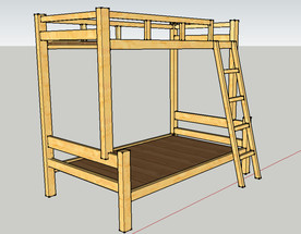 实木双层床SU设计图