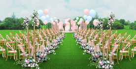 粉色户外婚礼仪式区