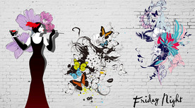 手绘花绘时装背景墙