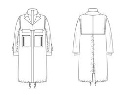 工装大衣风衣AI款式图模板