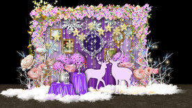 紫色婚礼迎宾区