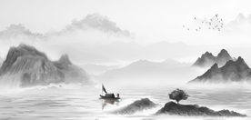 中式水墨山水 山水情 水墨画