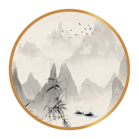 中式水墨山水山水情水墨画