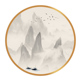 中式水墨山水山水情水墨画