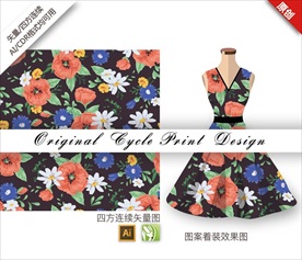 矢量高贵清新手绘花型花朵图案