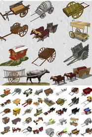 乡村拉车SU模型