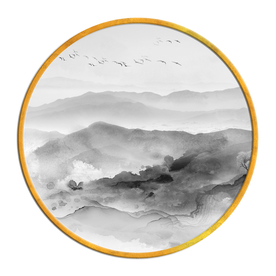 中国风   抽象山水画 大厅装