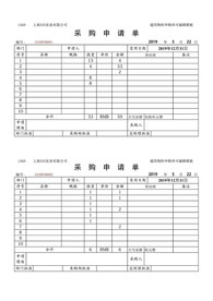 公司常用物料采购申请单自动管理