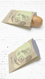 手绘美食油纸袋小吃包装展开图