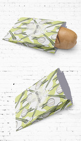 手绘美食油纸袋小吃包装展开图