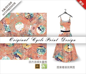 原创抽象几何猕猴桃循环图案